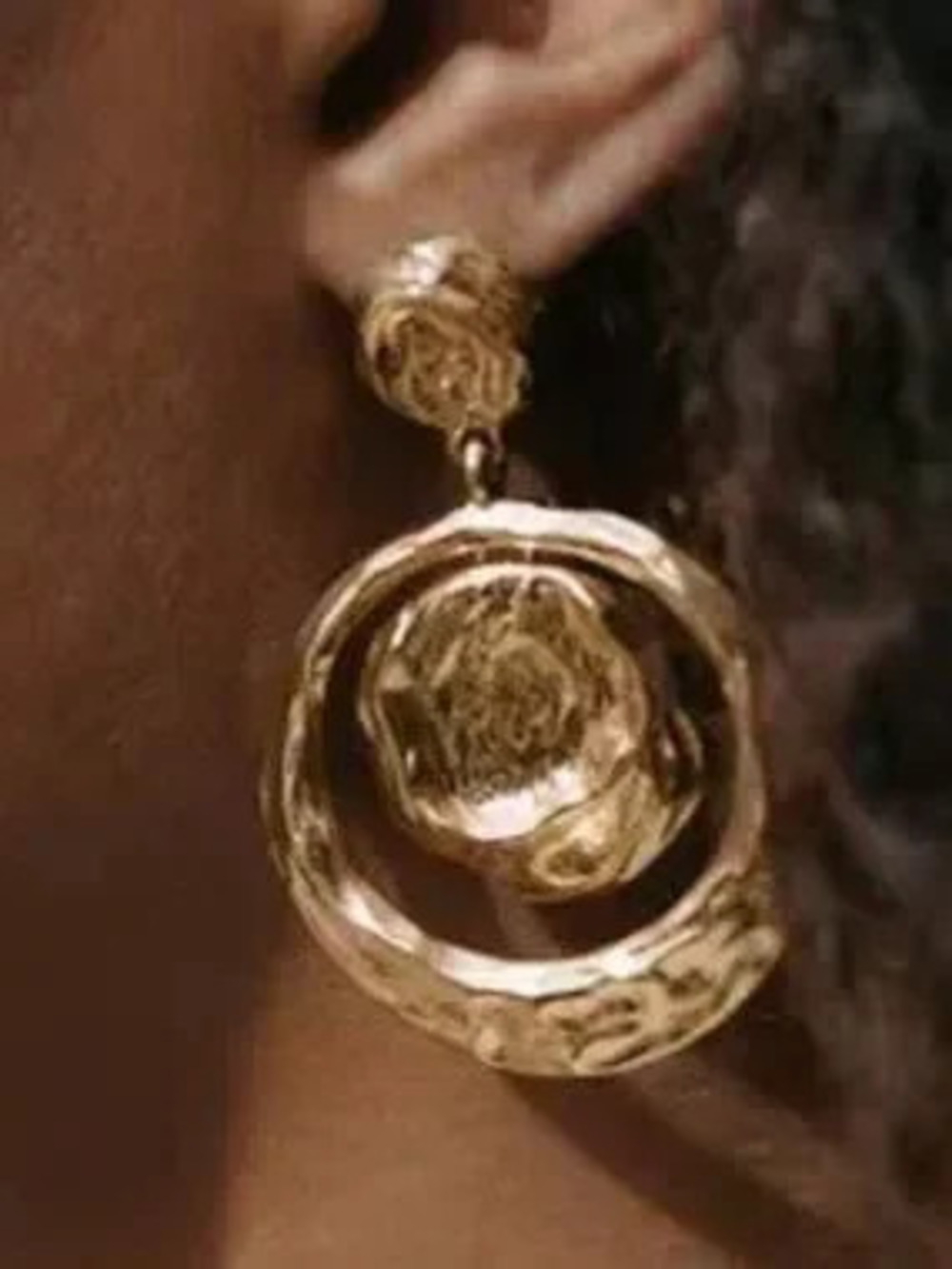 Zara Gold Textured Hoop Drop Earrings